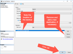 Set backup destination