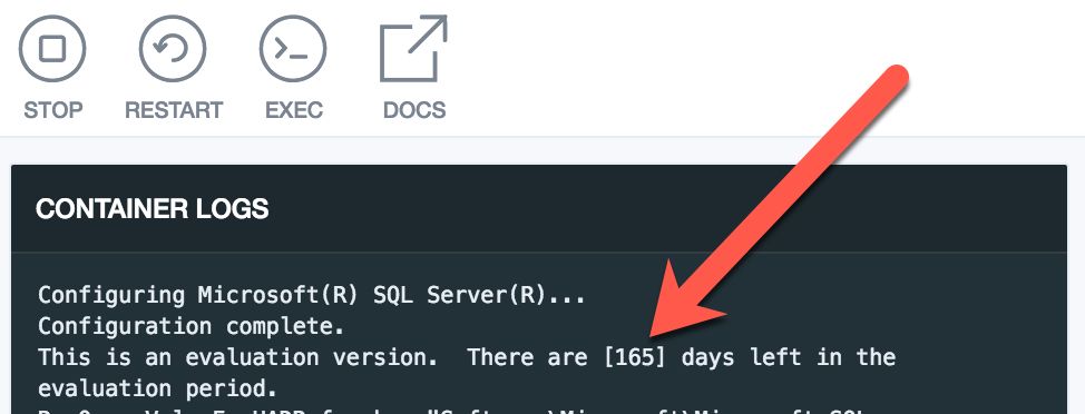 SQL Server logs in Docker container