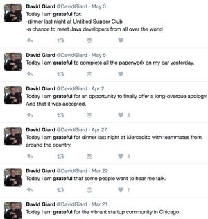 David's grateful tweets
