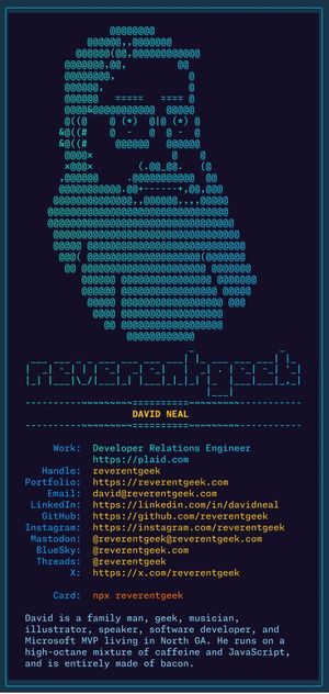 Output from "npx reverentgeek"