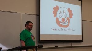 Me with "Tommy the Terrifying Todo Clown" slide